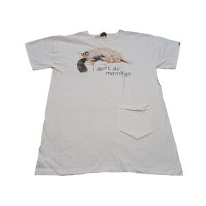 Alore Nightshirt Womens OS Cream I Don't Do Mornings Cat Graphic VTG Sleepwear